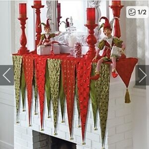 Festive Red and Green Holiday Mantel Scarf